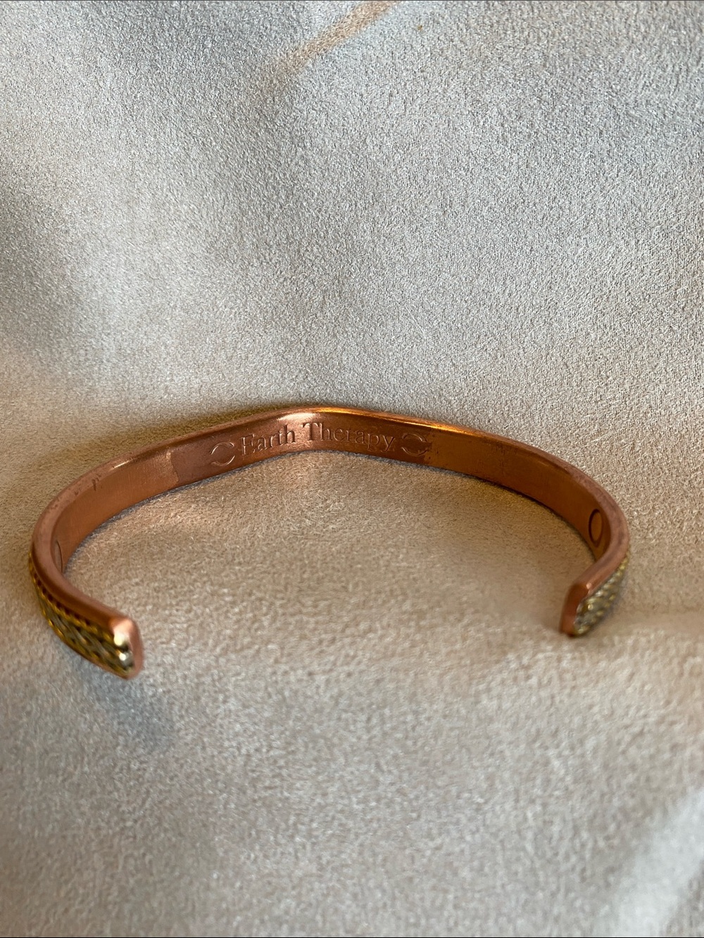 Earth Therapy Copper Cuff Bracelet with Brass Braided Ends - Picture 2 of 4